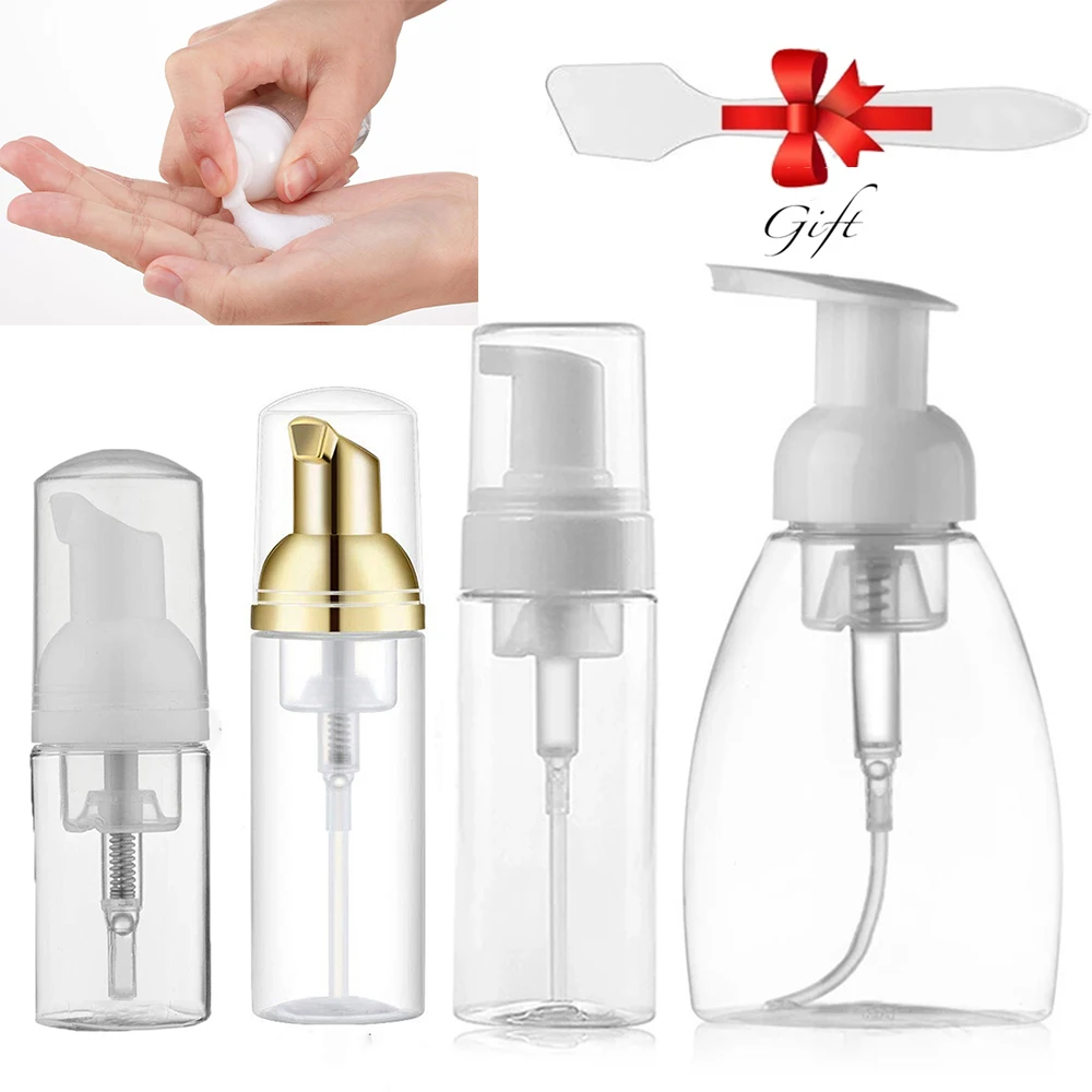 

6pcs 30/50/60/100/150/200/250/300ml Clear Empty Refillable Pump Bottle Travel Squeezed Foaming Pump Makeup Face Lotion