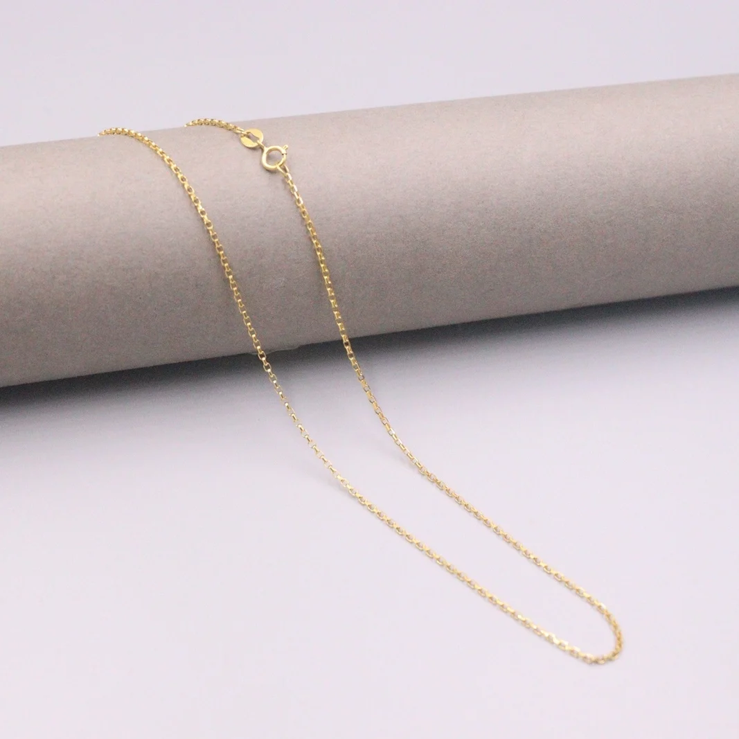 ?? A750-女性用イエローゴールドのネックレス,ペンダント,女性用ファインネックレス,1.0mm,18インチ