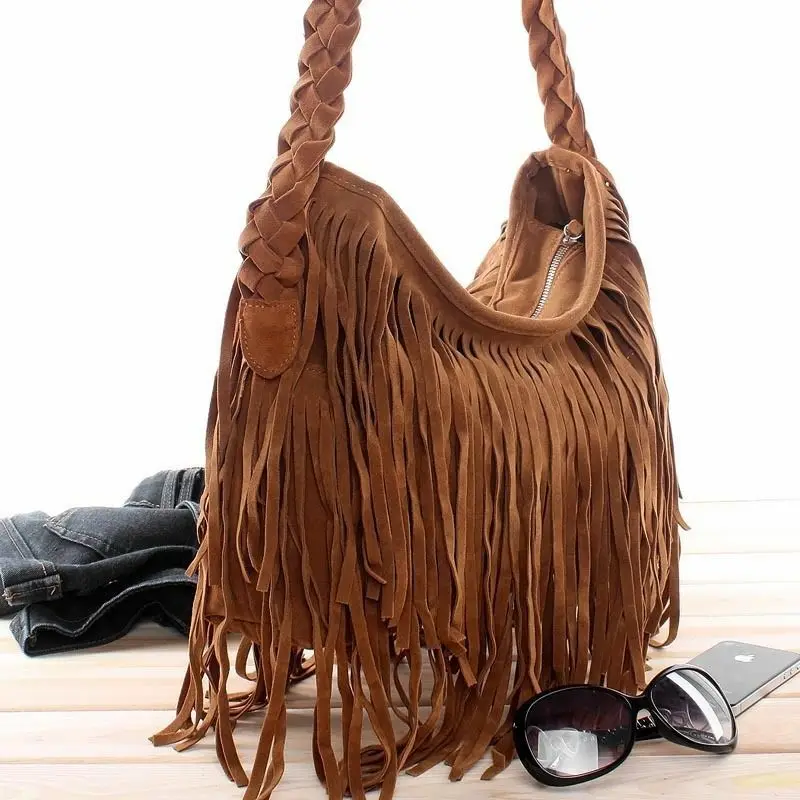 

Hot Women Shoulder bag Solid Tassels Trending Cross Body Bag Tassel Suede Faux fur Fringe Messenger Shoulder Handbag