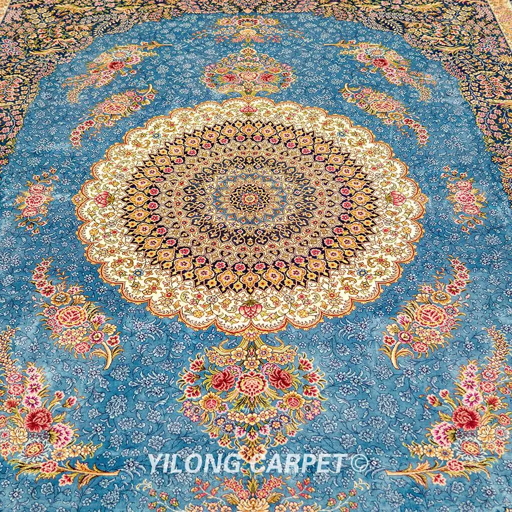 8 'x 10' большой размер гостиная синий персидский ручной работы Hereke шелковый