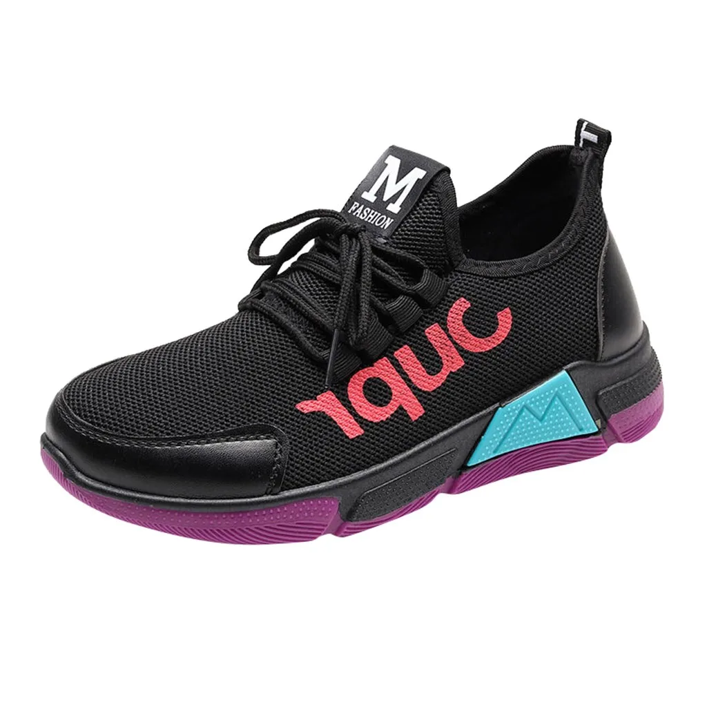Женские Модные Разноцветные сетчатые спортивные кроссовки на плоской подошве