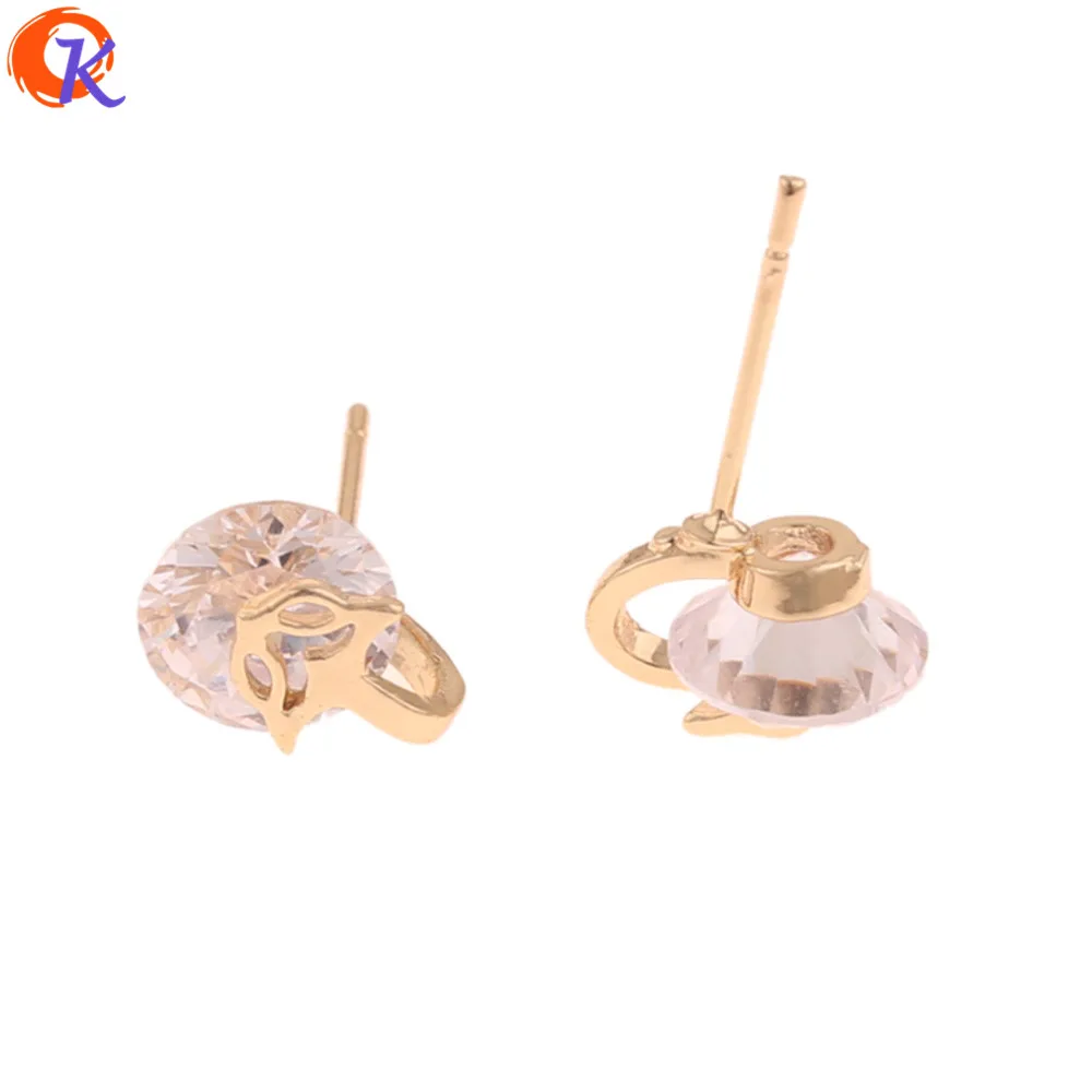 

Дизайн сердечка 20 шт 8*10 мм модные ювелирные изделия/CZ серьги-гвоздики/Сделай сам изготовление/ПОДЛИННОЕ золотое покрытие/трендовые серьги-...