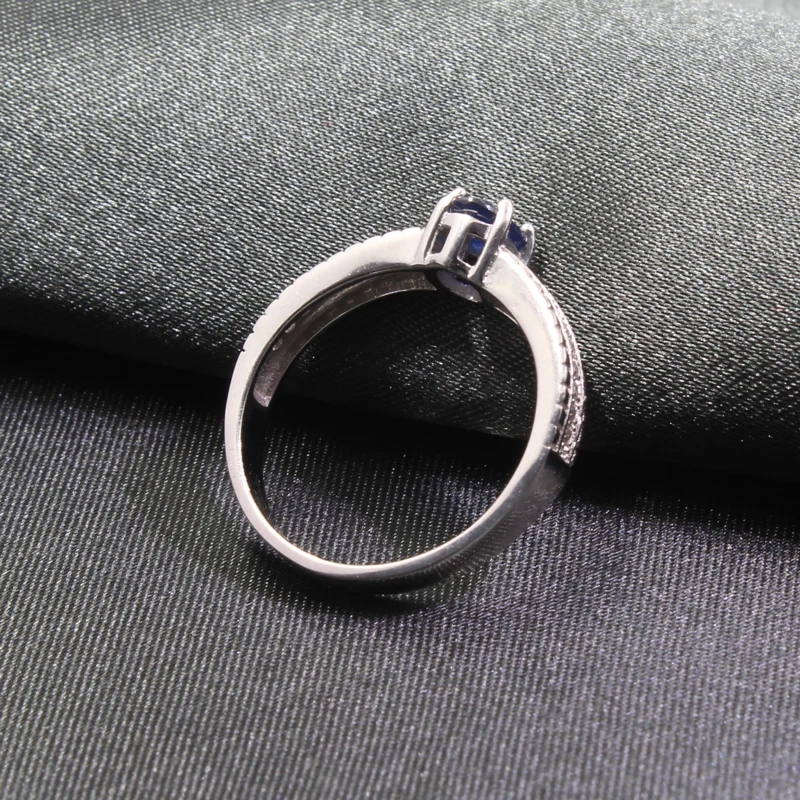 Классическое серебро сапфировое обручальное кольцо пробы для женщин 0 5 Ct 4 Х6 мм