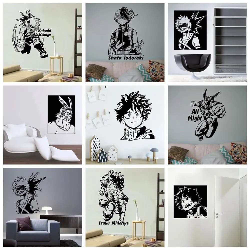 Забавные наклейки на стену из ПВХ Моя геройская Академия домашний декор для