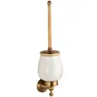 Набор щёток для унитаза с настенным креплением, медный античный бытовой туалет с длинной ручкой, однотонный держатель