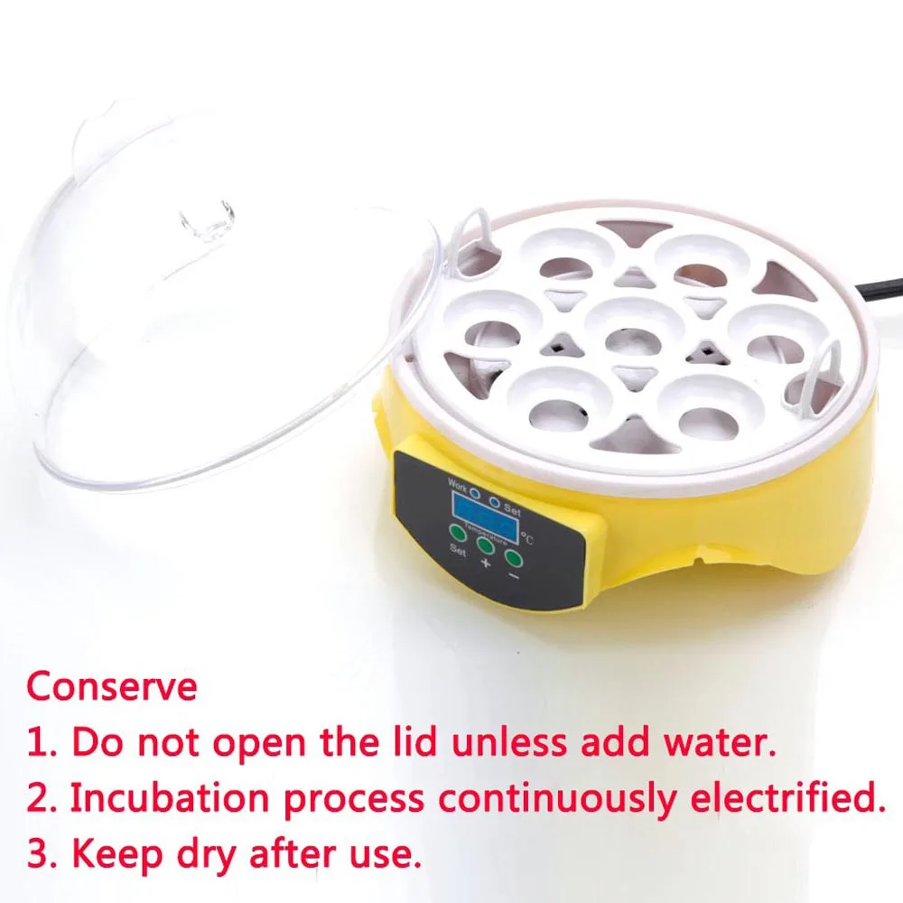 

New 7-Egg Mini Practical Poultry Electric Incubator (US Standard) Yellow New