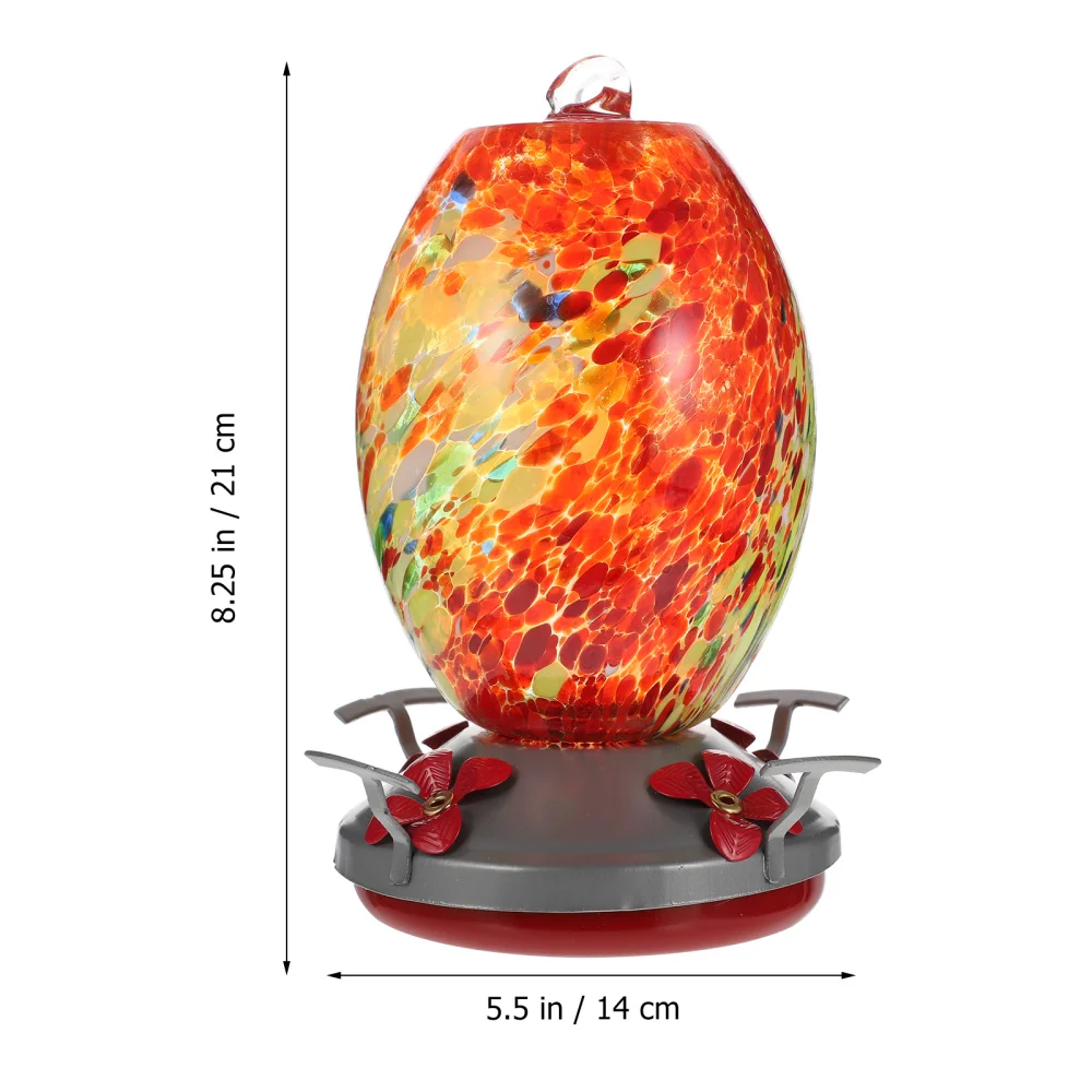 

Painted Glass Hummingbird Feeder Water Feeder Flower Bird Feeder for Garden