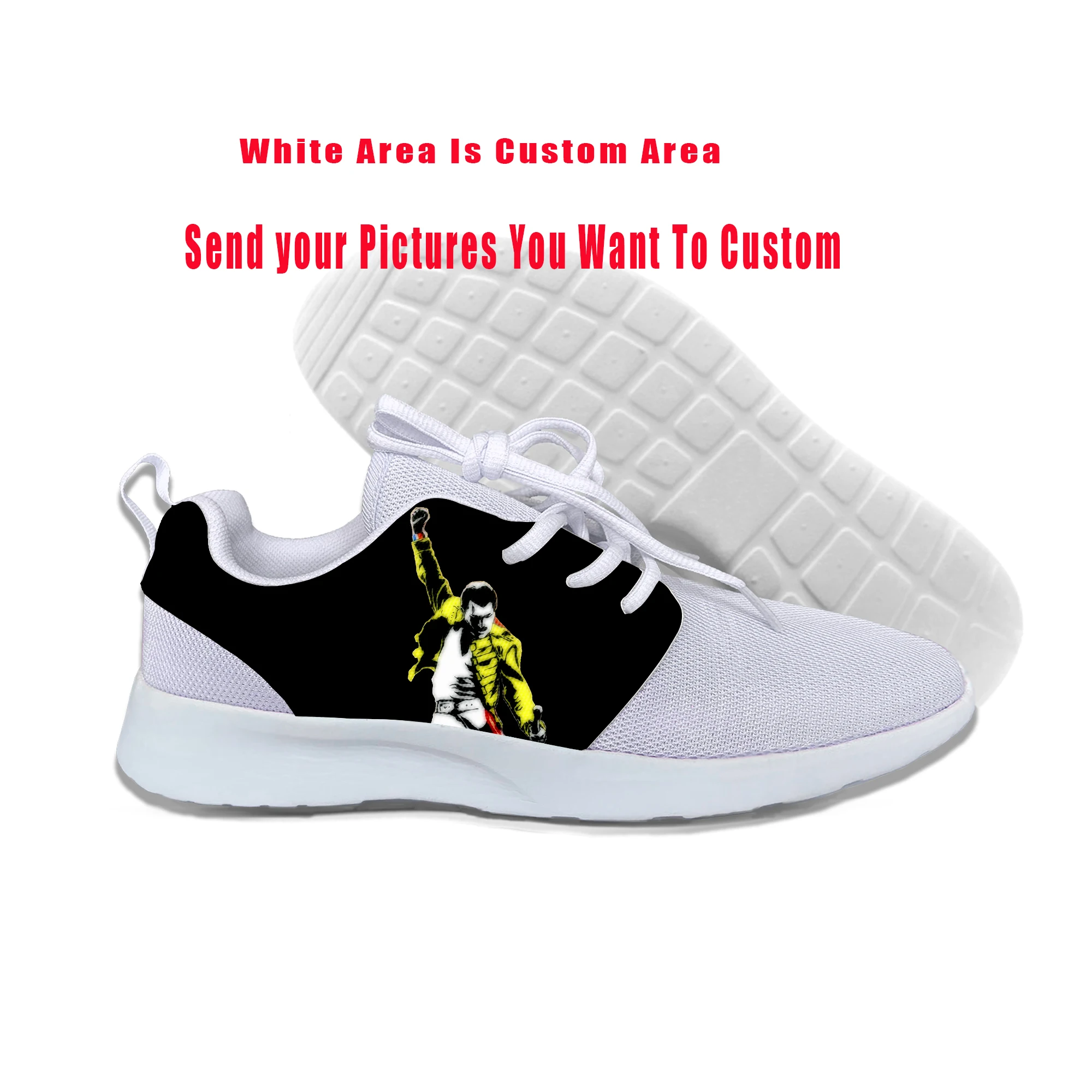 2019 Hot Freddie Mercury The Queen Band Shoes Mens Hip Hop Rock Hipster Sports Lightweight-Breathable Custom DIY | Обувь