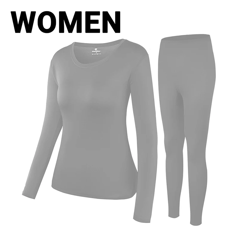 Women Gray HEROBIKER, мужское термобелье, костюмы, набор, мотоциклетные, лыжные, зимние, теплые, базовые слои, плотные, кальсоны, топы и штаны, набор - Цвет: Women Gray