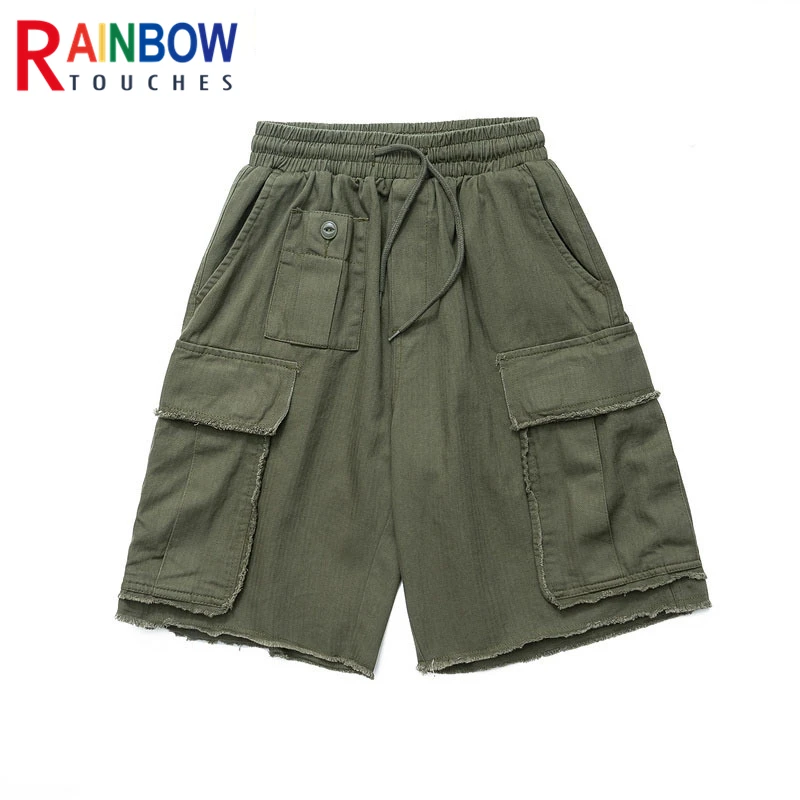 

Rainbowtouches Summer New Street Trend Casual Pants Men High Street Vintage Hip-Hop Cargo Shorts