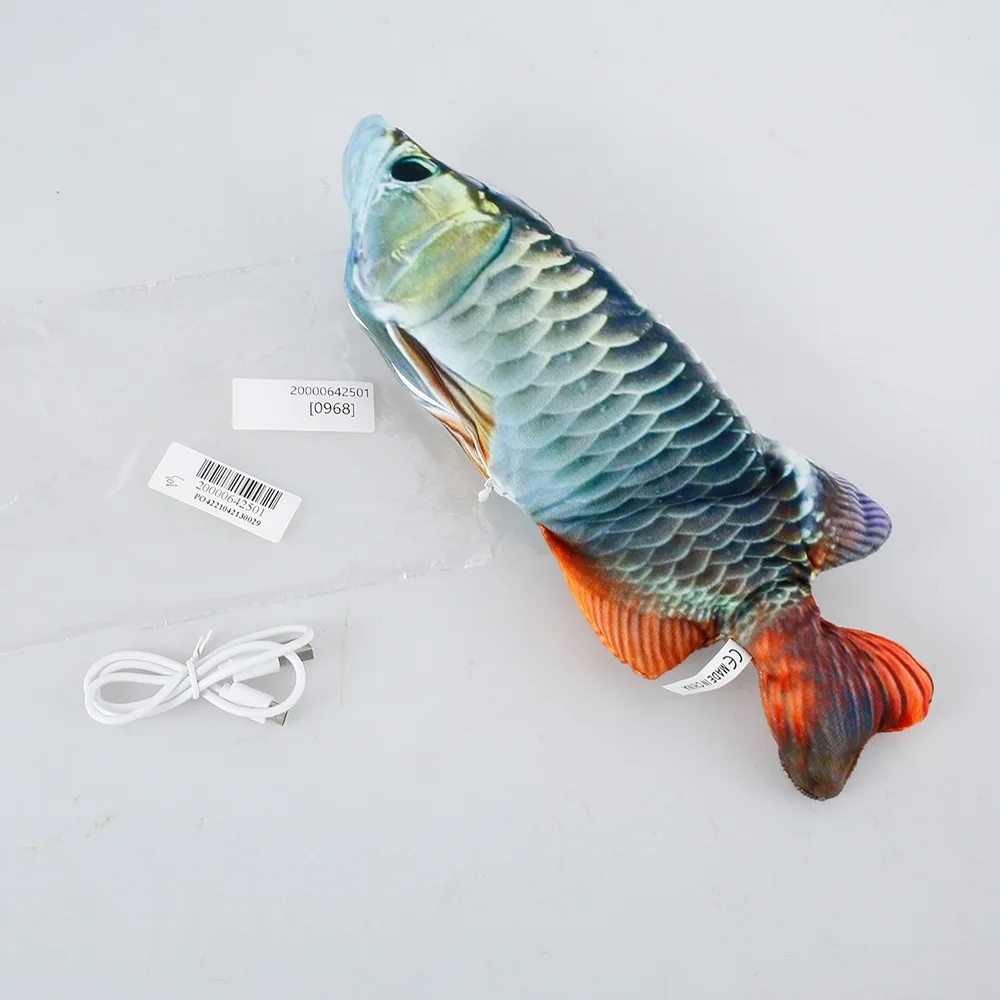 

Electric Cat Toy Wagging Moving Simulation Fish Toys USB Rechargeable Kitty Interactive Dancing Jumping Pet Chewing Plush Toy