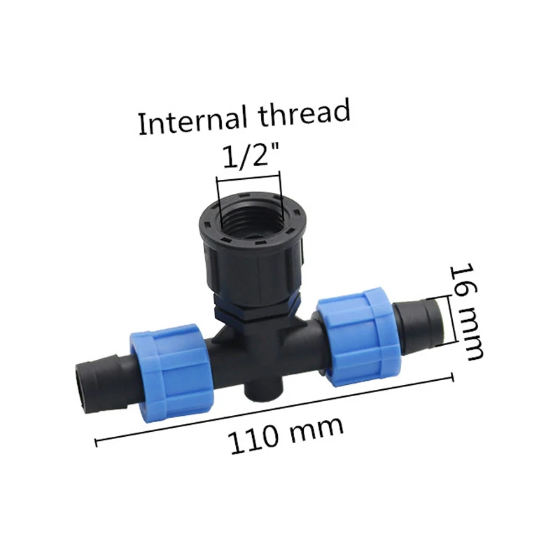 ID 1I2 to 16mm Tee 30 шт. садовые соединители для воды 16 мм капельная лента прямые тройники Концевая вилка 1/" 3/4" резьба DN17 разветвитель труб - Цвет: ID 1I2 to 16mm Tee