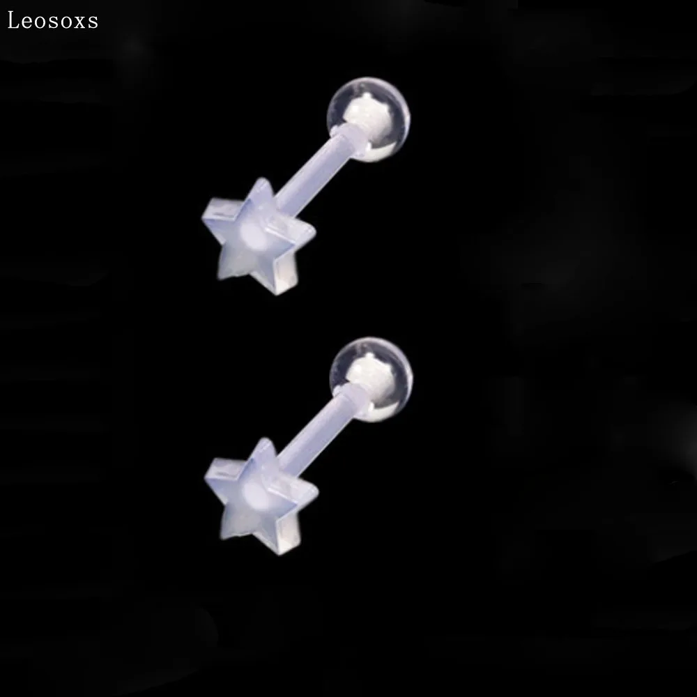 Leosoxs новый прозрачный Невидимый губ ногтей маленькие серьги слуховая косточка