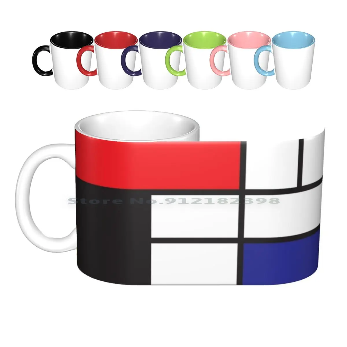 

Абстрактные керамические кружки #19, кофейные чашки, кружка для молока и чая, неопластизм из Нидерландов, Голландский стиль, первичные цвета