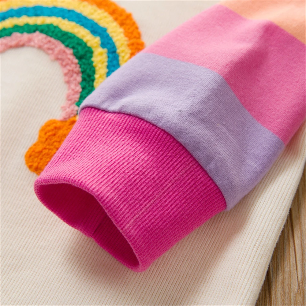 LILIGIRL Fashion Baby Boys Girls Dresses Spring New Kids Long Sleeve Rainbow Embroidery Infant Girl Knitting Dress | Детская одежда и