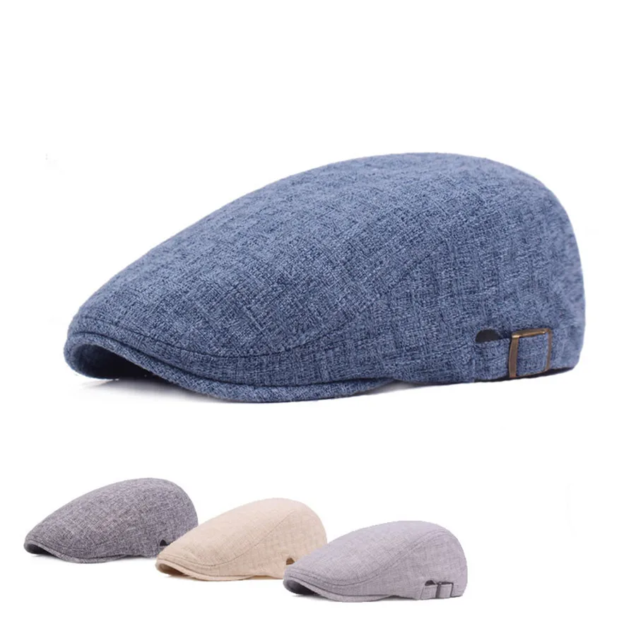 Men Berets Cap British Style 2020 Autumn Summer Linen Hats Fashion Flat Caps Classic Vintage Gatsby Beret Cap Chapeau Homme