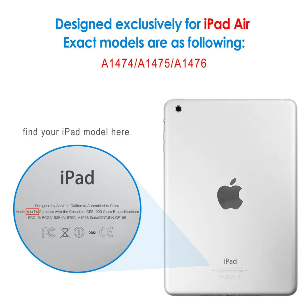 Смарт Стенд PU кожаный чехол для iPad Air 1 5 с хрустальной жесткой задней крышкой