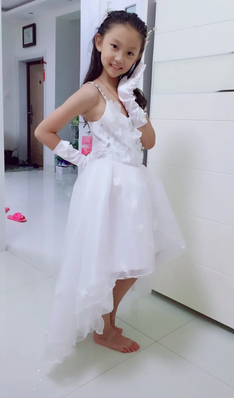 Элегантное детское платье на бретельках с цветами для выпускного вечера