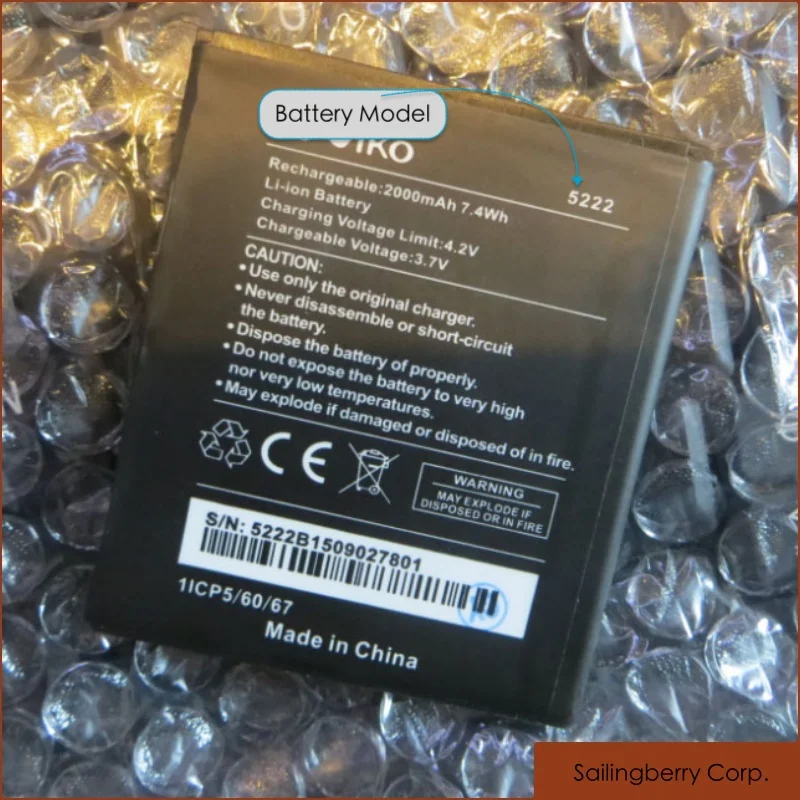 Аккумулятор подходящий для мобильных телефонов WIKO с аккумулятором модели 5222 |