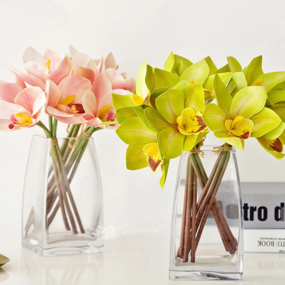 Искусственные цветы с 4 головками Cymbidium Свадебный букет ручной работы для