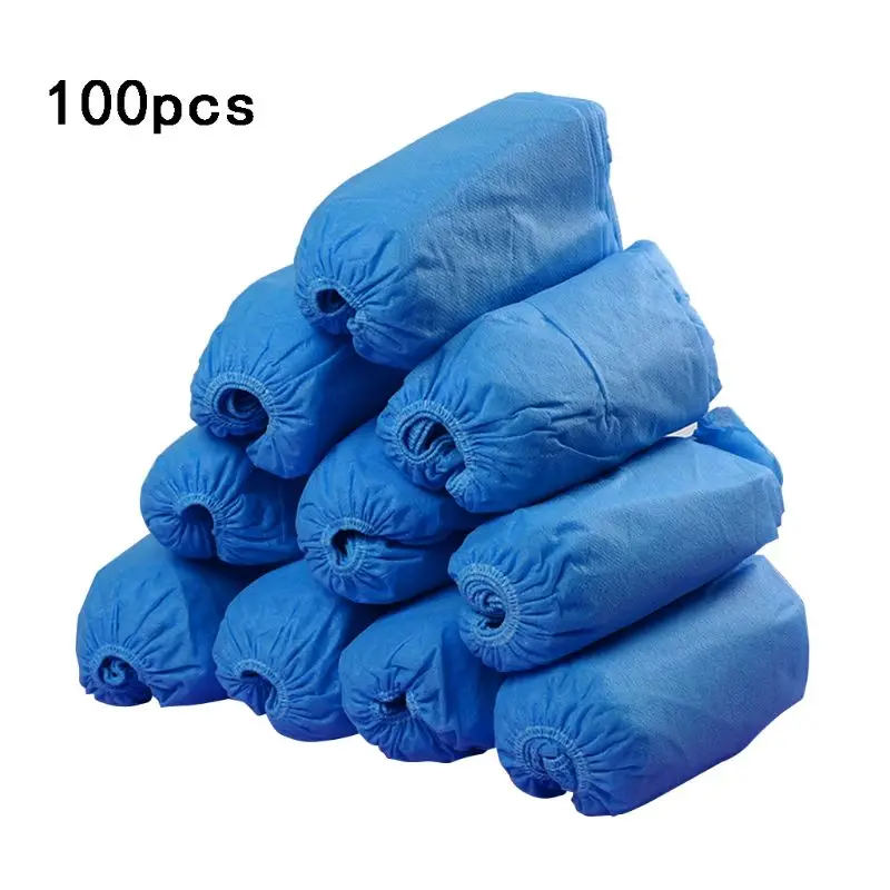

100 Pcs Washable Shoe Covers Non-woven Overshoes Protection Dustproof Shoecovers New 2021