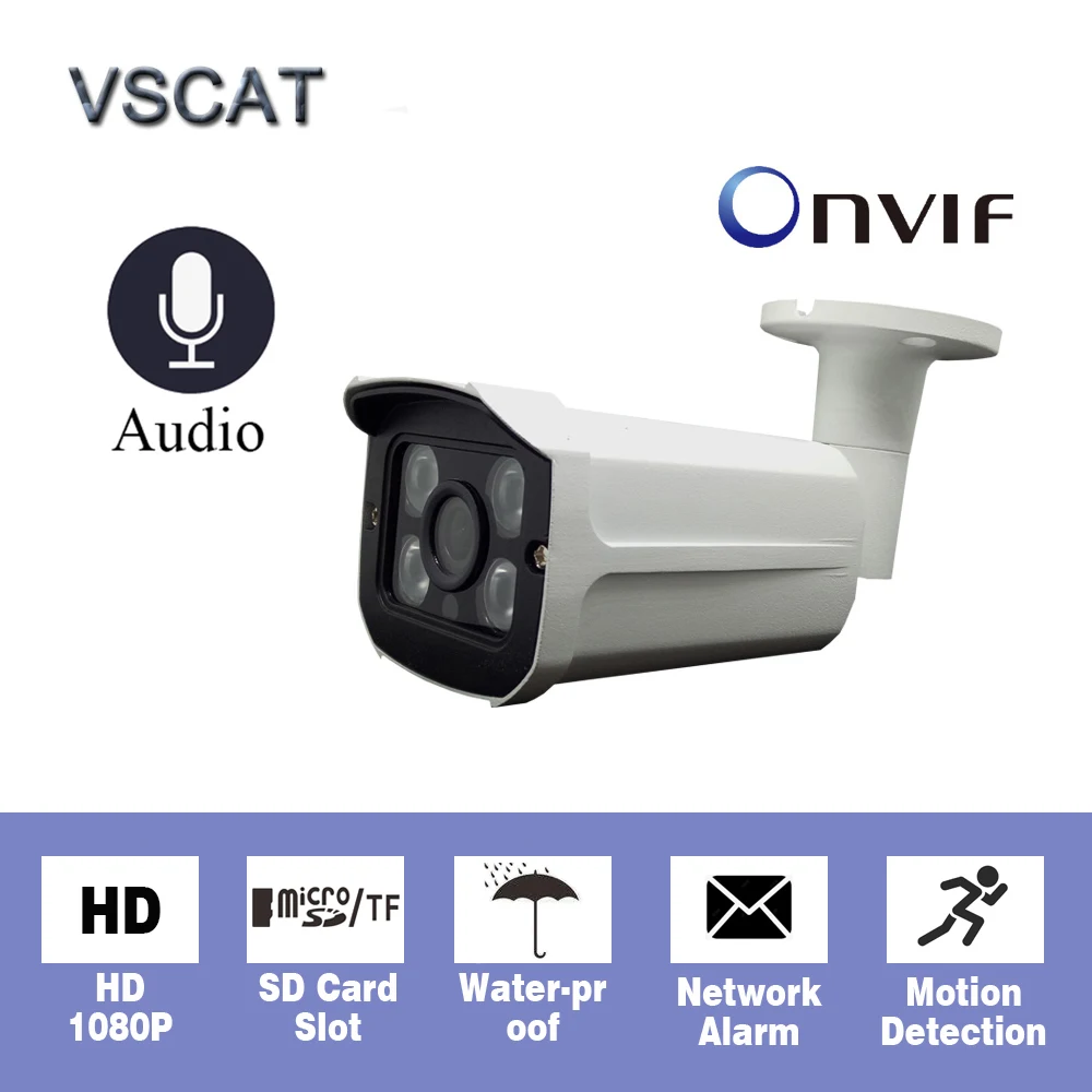 Ip камера s Full HD 1080P 2MP Проводная Micro SD/TF слот для карты ip Onvif H.264/H.265 Безопасность