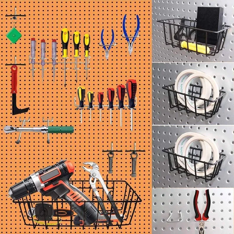 

135PCS Pegboard Kit, 1/8 and 1/4 Inch Pegboard Hooks Assortment, Pegboard Bins, Metal Hooks for Hanging Storage