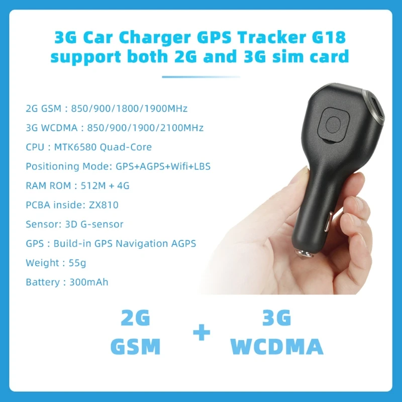 

G18 SOS Car GPS Locator GPS Tracker GPS GSM Wifi LBS Real-time Tracking Call Voice Monitoring Recorder Dual USB Car Charger