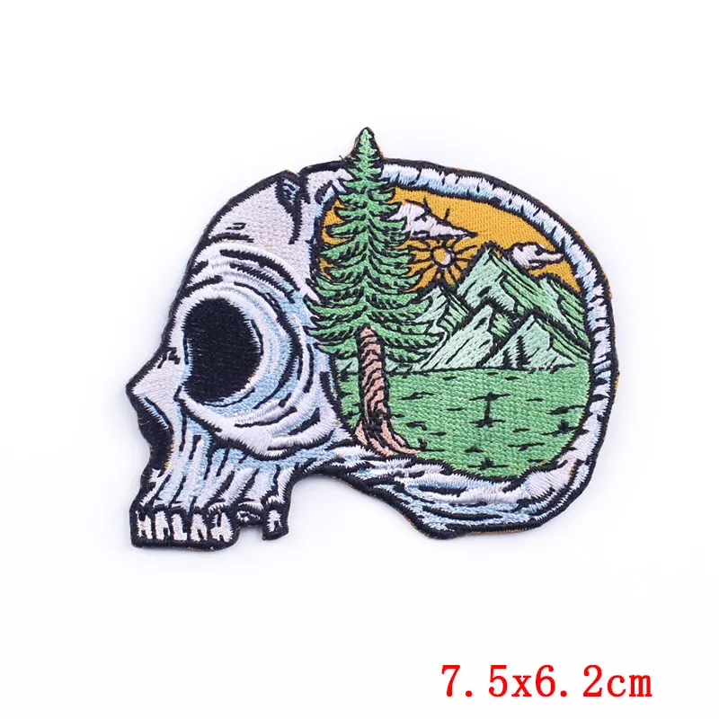 

Punk Rock Patch Round Skull Patches On Clothes Hippie Embroidered Patches For Clothing Biker Patch Applique Stripes For Jackets