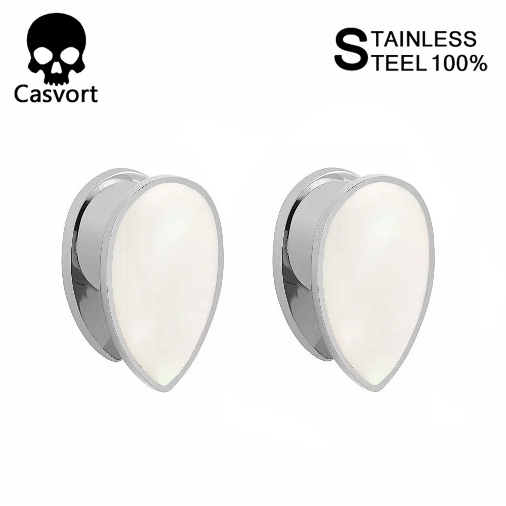

Casvort 10pcs/lot wholesale fashion hot light ear weight 316 L stainless steel teardrop ear gauges piercing tunnels body jewelry