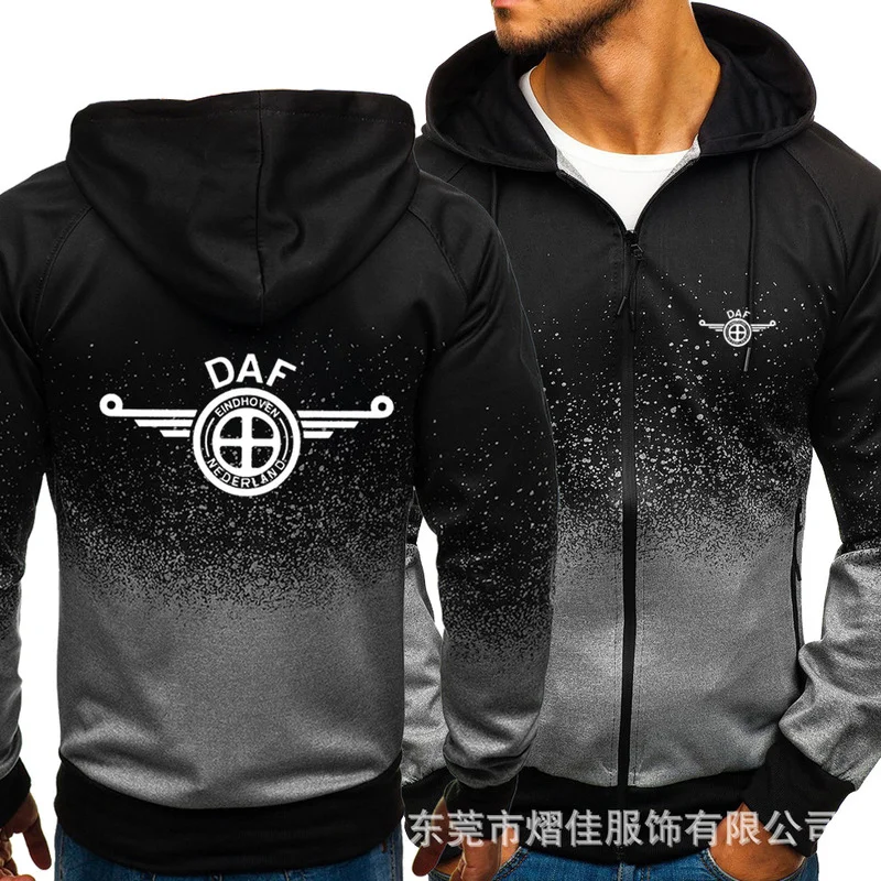 

Fashion Men's Hoodies DAF Casual Harajuku Gradient color Cardigan Coat Mens Fleece Outdoor Sweatshirts zipper Jacket