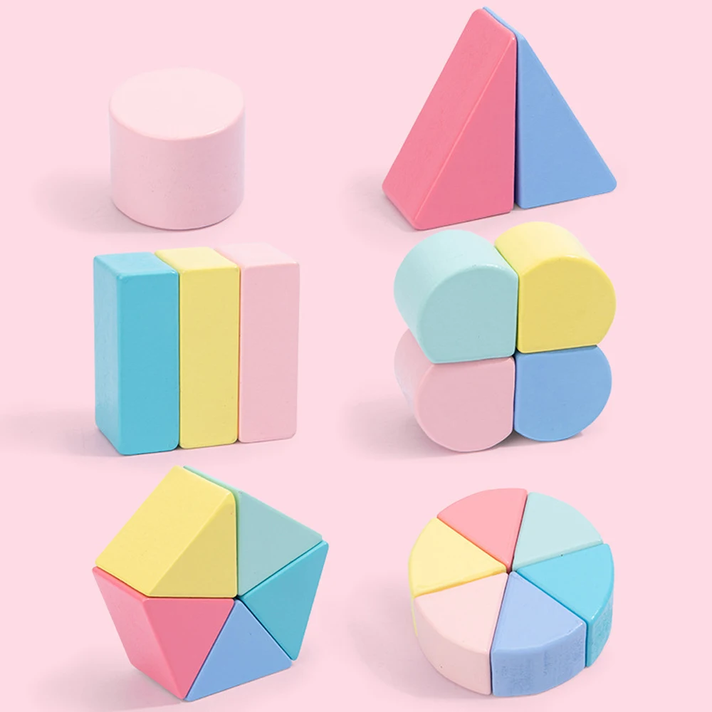Игрушки Монтессори деревянные 3D головоломки строительные блоки красочная