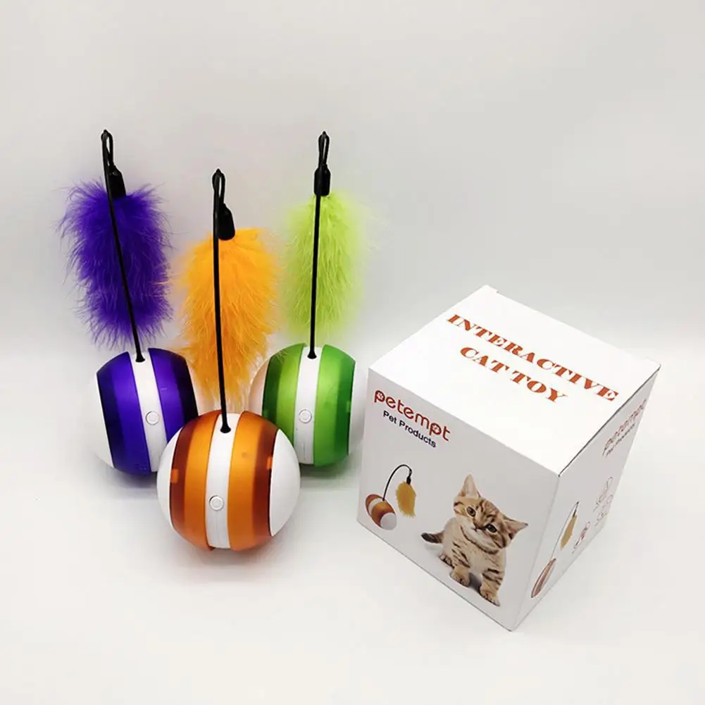 Забавная игрушка для ловли домашних животных кошек с пухом светящийся шар