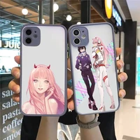 zero two darling in the franxx camera protection phone case for iphone 12 11 pro xs max xr x 8 7 plus matte shockproof cover