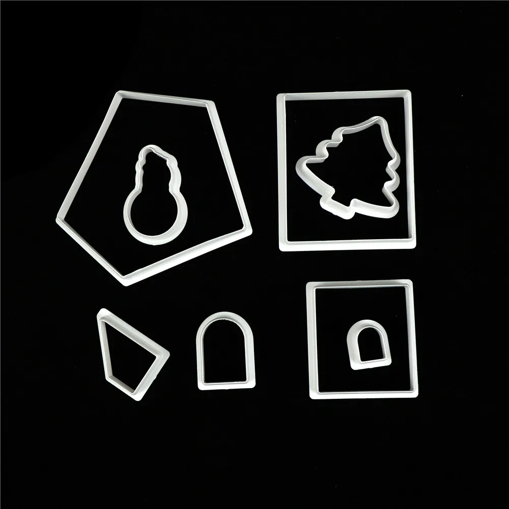 

8pcs/set Plastic Sugarcraft Cookie Cutters Christmas House Tree Biscuit Mould Cake Embossing Decor Mold Baking Tool