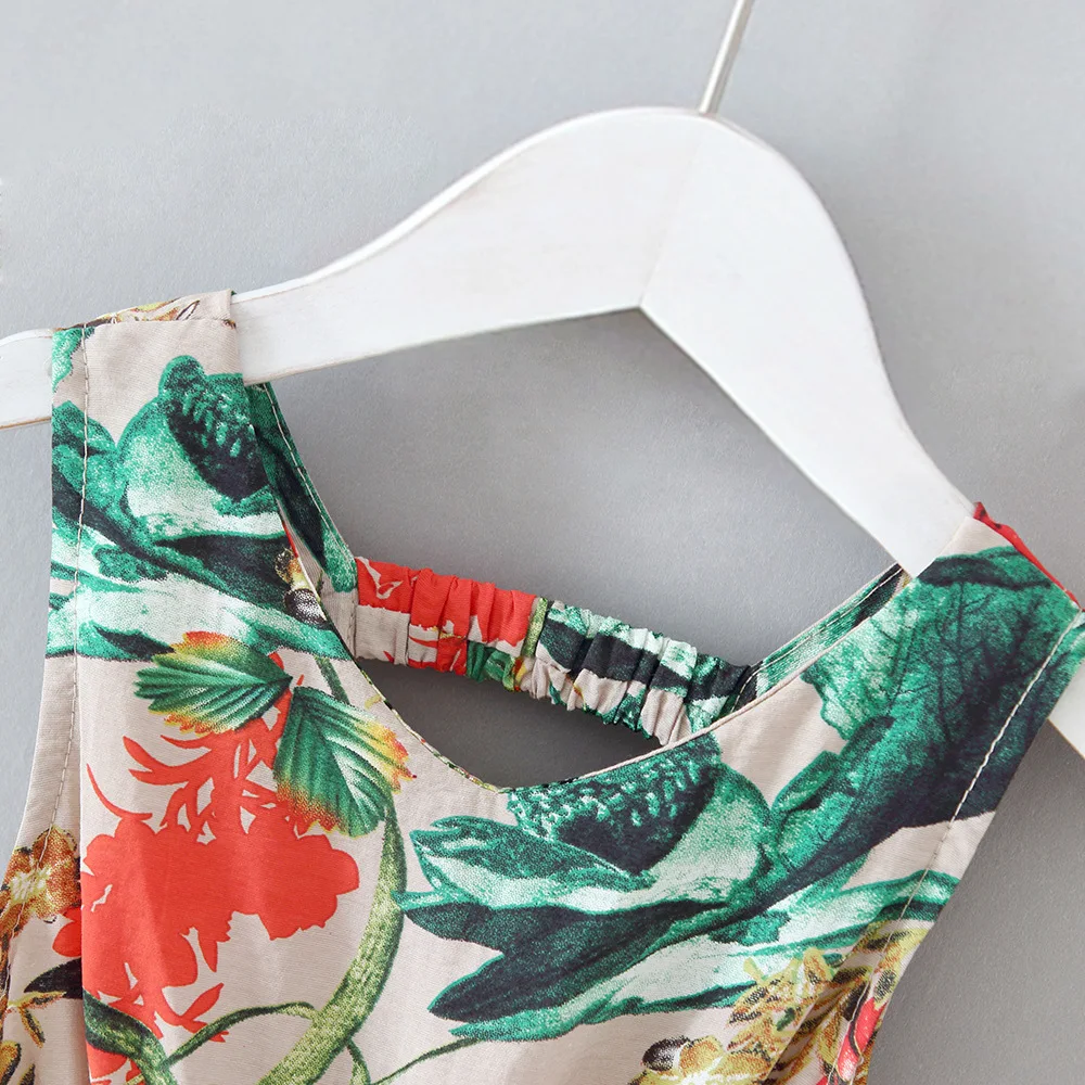 

Toddler Girls Dress Summer Plants Print Skirt with Headband Little Girls Costume Outfits Kids Fashion Clothes Casual Beach Dress