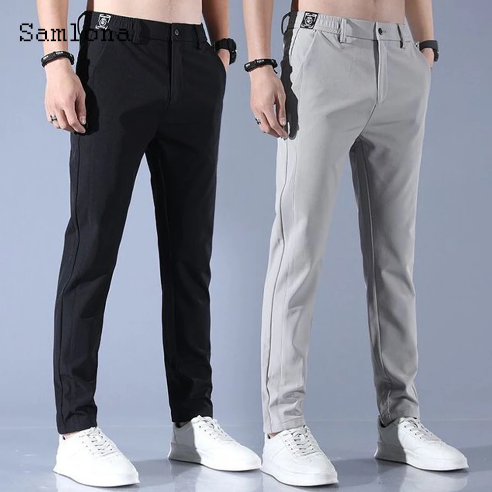 Samlona Plus Size Mens Casual Pants 2021 New Autumn Pantalon Male Streetwear Fashion Zipper Pockets Trouser Outdoor Leisure Pant