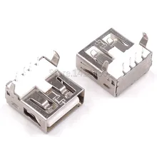 Conector USB tipo A de 10 piezas, conector hembra para soldadura, tipo de USB-A, 90 grados, sin marco