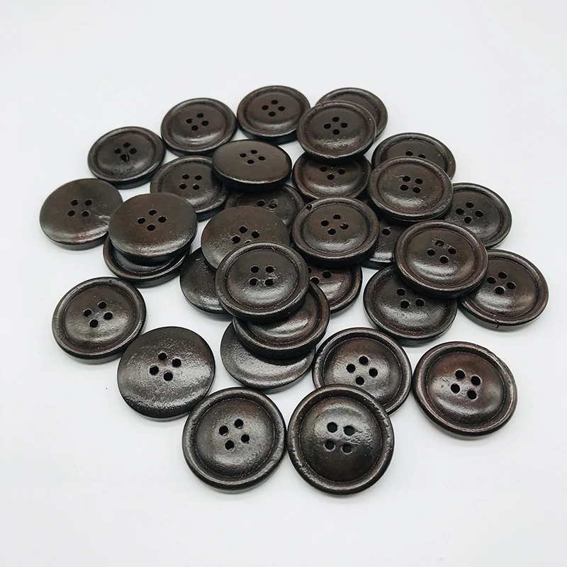 4 круглые отверстия кофейные деревянные пуговицы одежда декоративные для шитья 25