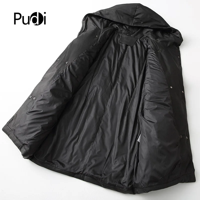 PUDI A28025 женская зимняя теплая куртка из натуральной овечьей кожи, женское длинное пальто на утином пуху