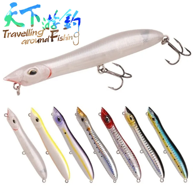 

TAF Fishing Lure 105mm 10.33g Topwater Floating Popper Pencil Wobbblers Snake Head Fishing Lures Sea Bass Pike Bait Treble Hooks