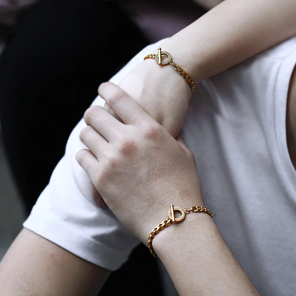 Браслет из нержавеющей стали 5/6 мм для мужчин женщин пара браслет с кубинским