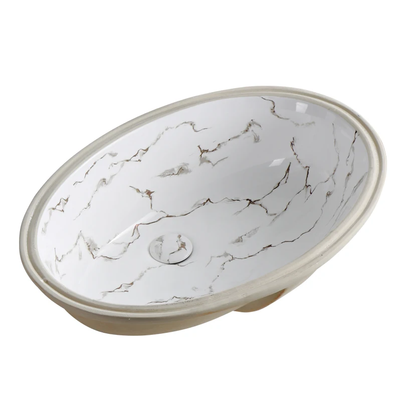 

Marble pattern under-counter washbasin household washbasin small size ceramic bathroom bathroom embedded square oval washbasin