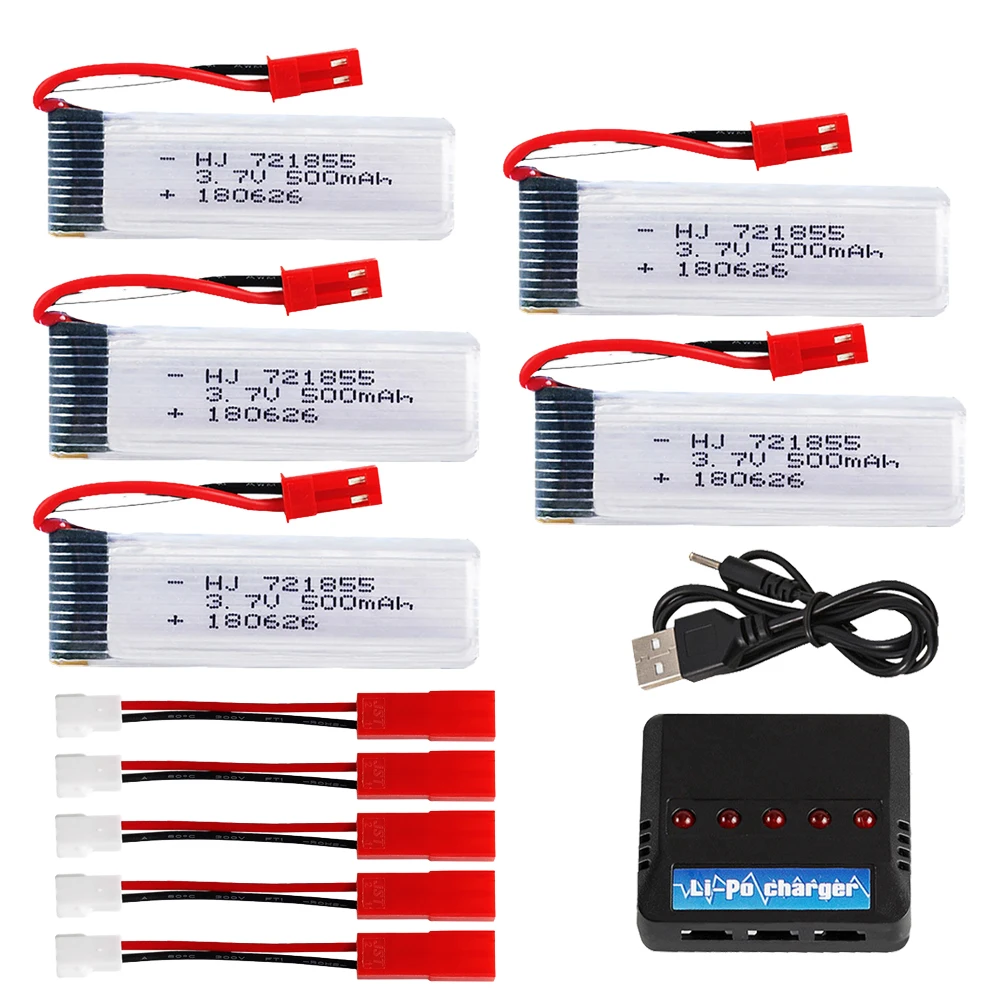 Высокоскоростной аккумулятор 721855 3,7 в 500 мАч с зарядным устройством 5 в 1 для Udi U815A U818A U819A L6052 L6036 V212 V222 H07 аксессуары для аккумуляторов RC