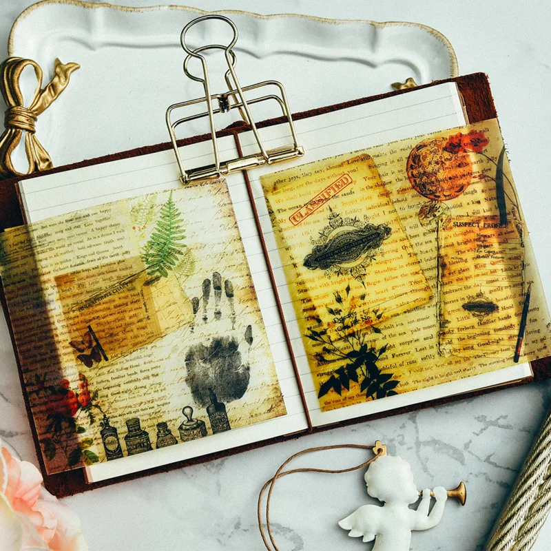 

10pcs Vintage Vellum Self-adhesive Stickers for Scrapbooking Happy Planner Card Making Journaling Project