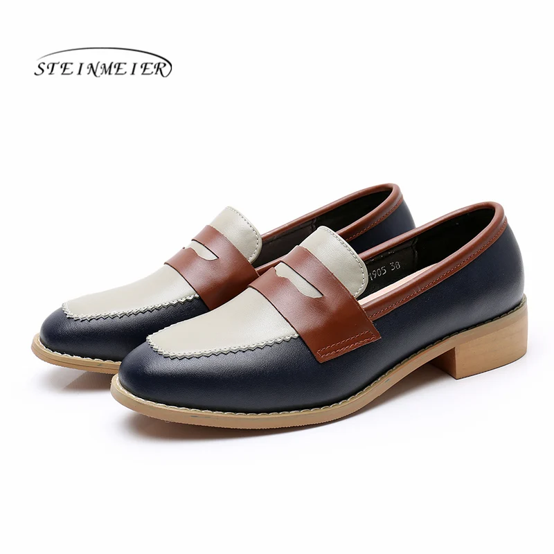 blue gray brown Женские туфли-оксфорды на плоской подошве; весенняя обувь для женщин; летние туфли из натуральной кожи на плоской подошве; винтажные лоферы на шнурках; повседневные кроссовки; - Цвет: blue gray brown