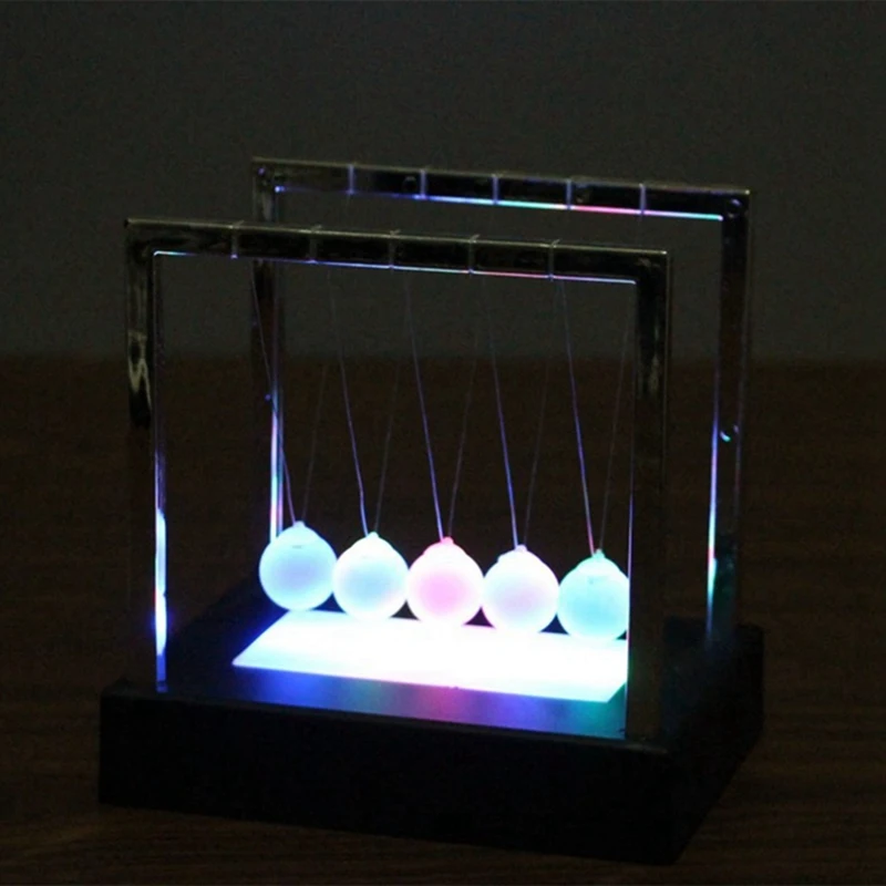 1 Pcs Newtons Cradle LED Light Up Kinetic Energy Home Office Science Toys &amp Glass Flower Vase with Metal Stand | Дом и сад