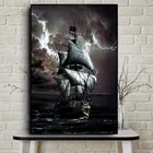 Картина маслом пиратский корабль, черный парусный корабль на холсте, ретро постер для офиса, гостиной, украшение для дома, судно без рамки