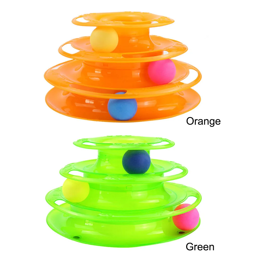 

Three Levels Pet Cat Toy Training Amusement Plate Kitten Tower Tracks Disc Cat Intelligence Amusement Triple Disc Cat Toys Ball