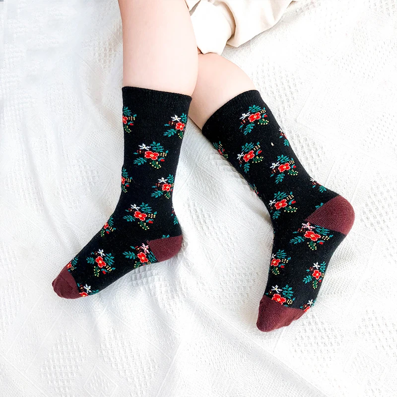 Детские гольфы модные хлопковые зимние для маленьких девочек теплые носки